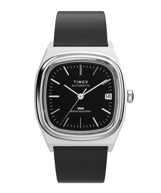 Timex Automatic 1983 E Line 34mm Leather Strap Watch TW2Y07500 kol saati