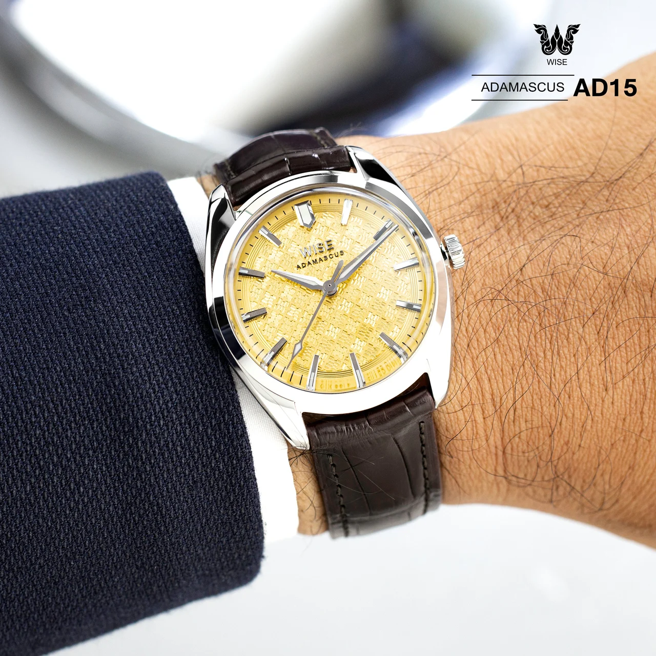 WISE ADAMASCUS AD15 24K Gold Filled Dial Limited 999 Pcs. 38 mm kol saati