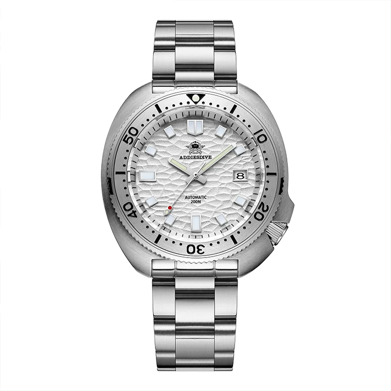 addiesdive addiesdive 爱迪时-AD2117鲍鱼-白色水波纹-钢带-460 44 mm kol saati