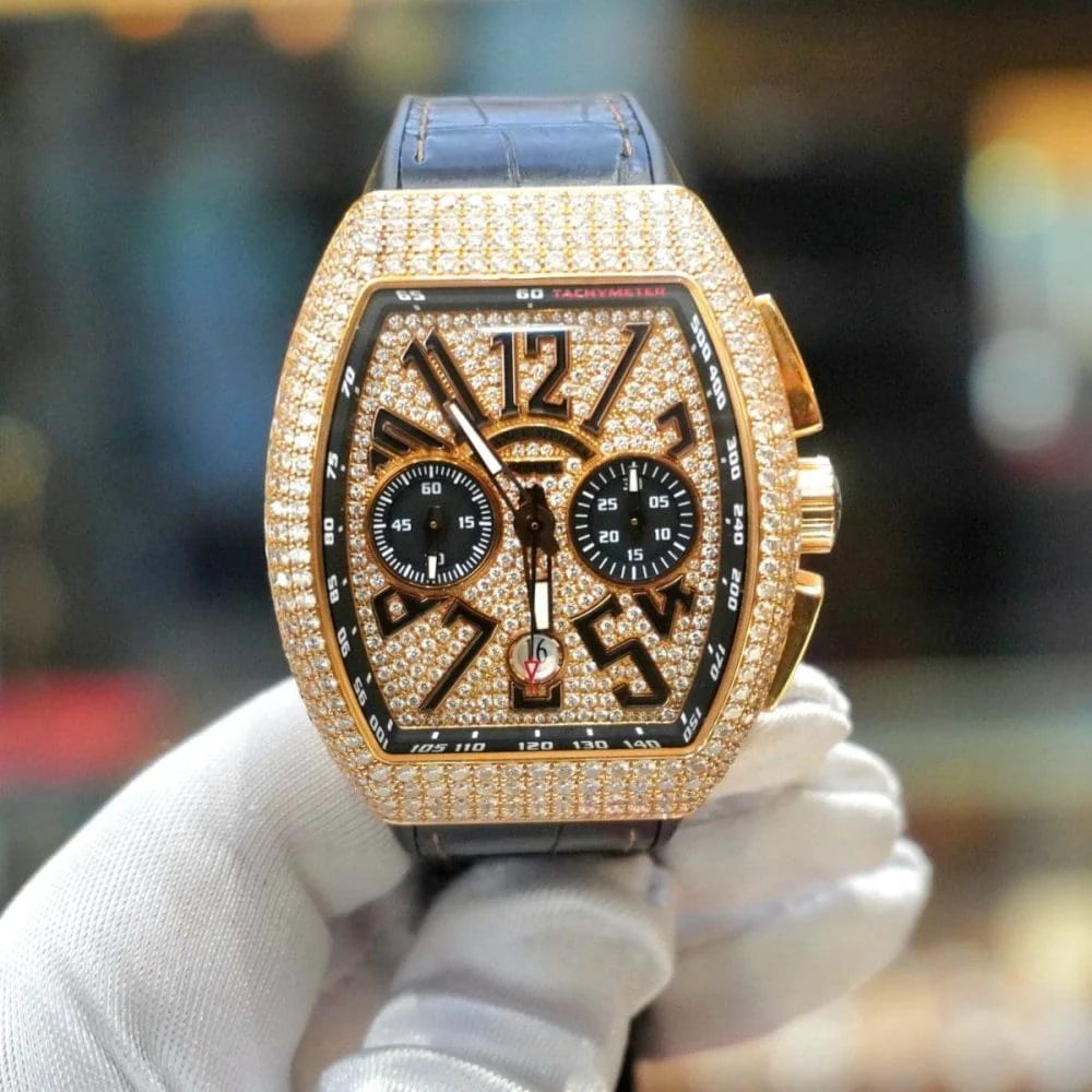Franck Muller Vanguard 45mm Rose Gold Chronograph Diamond Se 45 mm kol saati