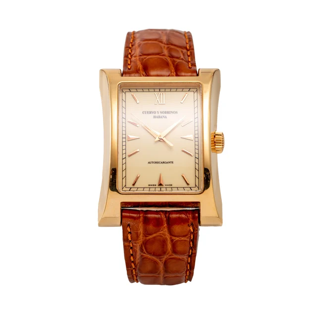 Cuervo Y Sobrinos Esplendidos, Cream Dial, 18KT Yellow Gold 02412/1 kol saati