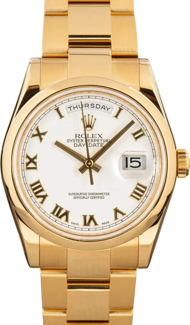 Rolex Day-Date 118208 Champagne Index Dial T 118208CSO 36 mm kol saati