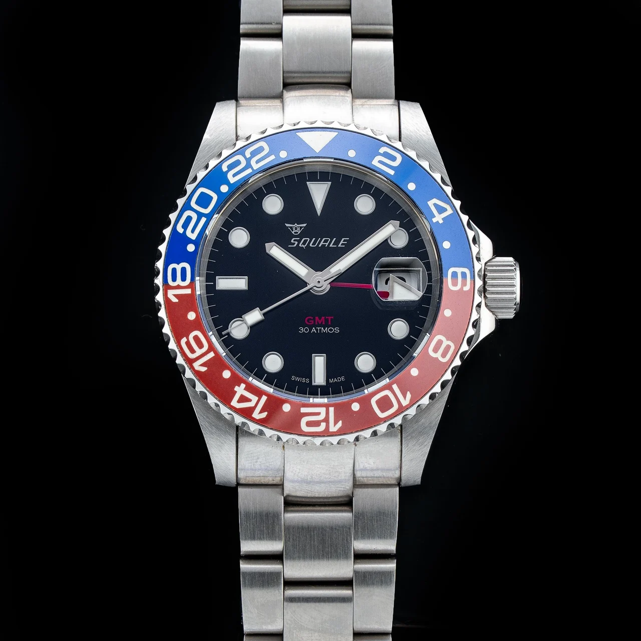 Squale GMT Blue/Red Bezel 210009N35286 40 mm kol saati