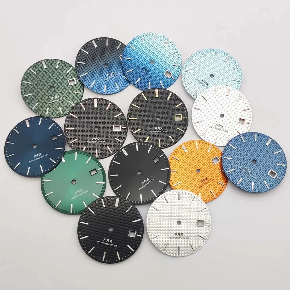 Tandorio Watch Dial No Logo Waffle Texture Thin Markers Watch Dial Mod Fit For PRX AP Seiko NH35/36 Movement Case Parts Hands Accessories 1005009359025944-C4-NO LOGO 31.8 mm kol saati