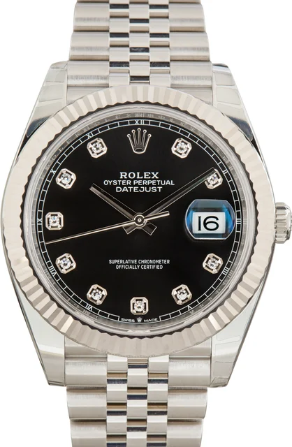 Rolex Factory Stickered Datejust 41 126334 Black Diamond Dial 126334BLDO kol saati