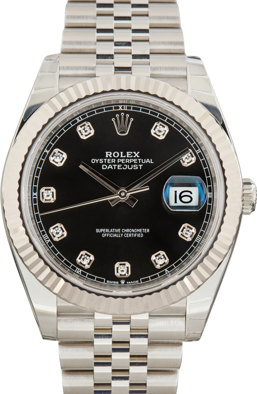 Rolex Factory Stickered Datejust 41 126334 Black Diamond Dial 126334BLDO 41 mm kol saati