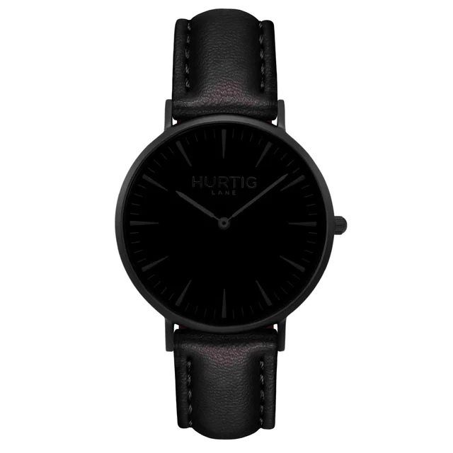 Hurtig Lane Vegan Watches Mykonos CACTUS Leather Watch All Black & Black kol saati