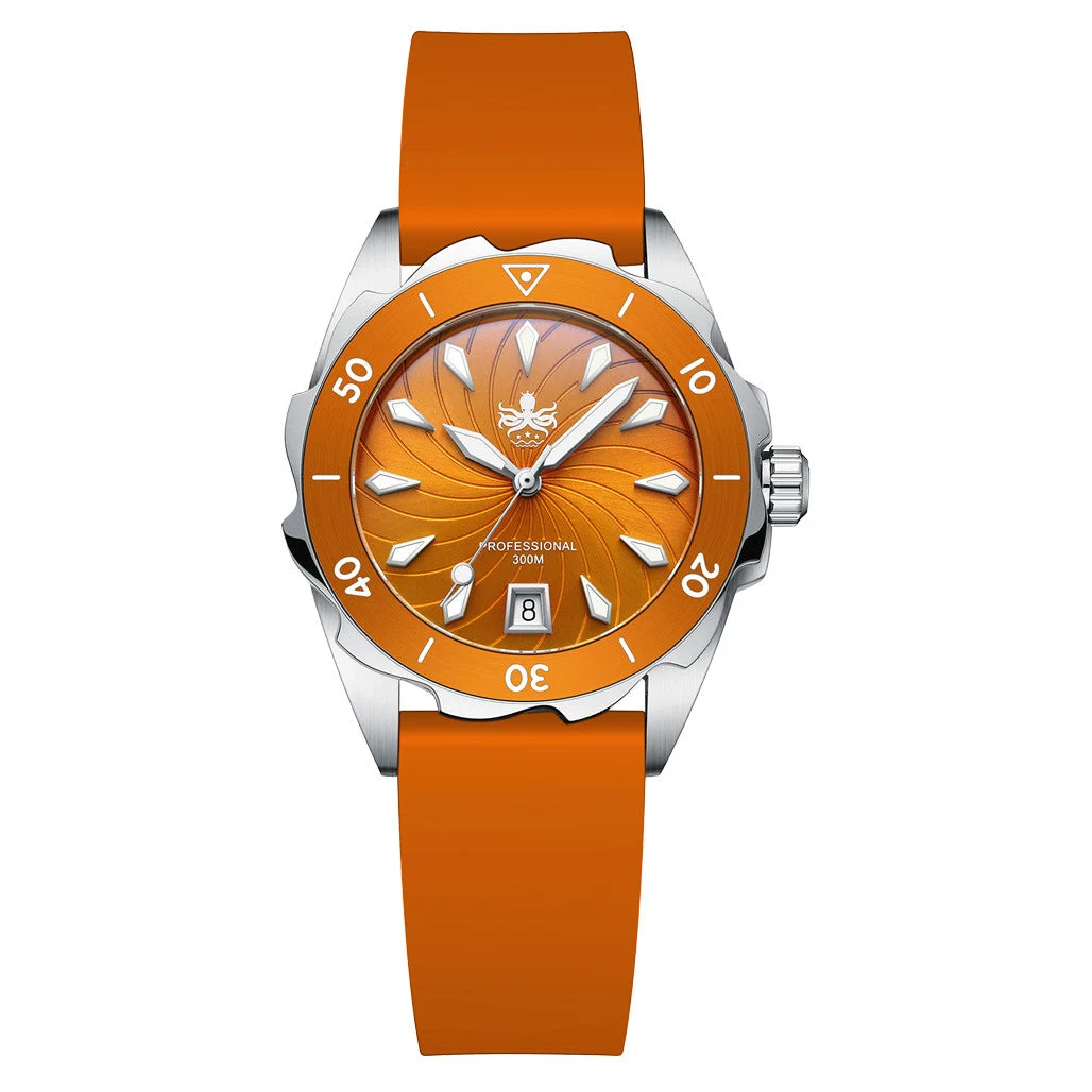 Phoibos Sea Nymph 300-Meter Swiss Quartz Dive Watch with Double-Dome Sapphire Crystal #PX021D 36 mm kol saati