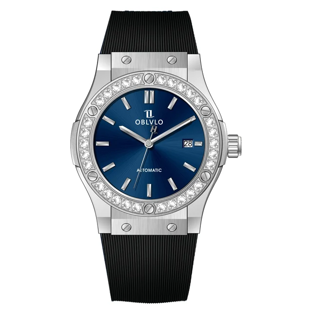 OBLVLO With Automatic ,Blue Dial HM-SIM-D-YLB HM Series,42mm,Rubber With Automatic ,Blue D