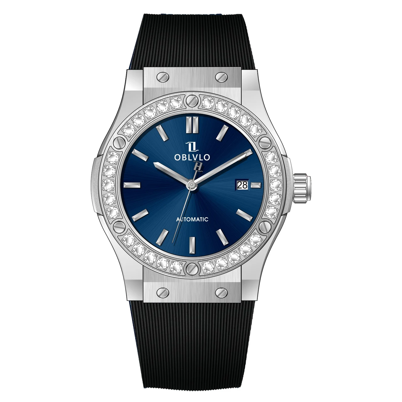 OBLVLO With Automatic ,Blue Dial HM-SIM-D-YLB HM Series,42mm,Rubber With Automatic ,Blue Dial HM-SIM-D-YLB 42 mm kol saati