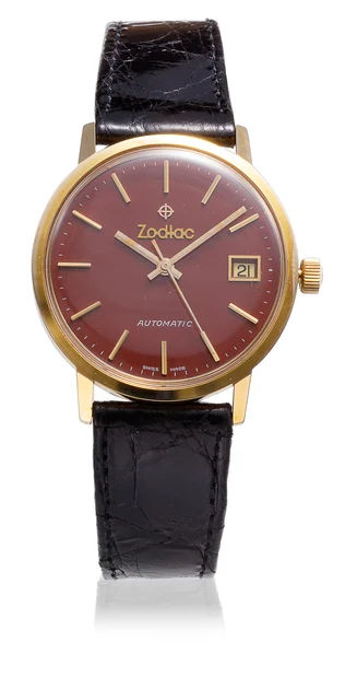 Zodiac ZODIAC REF. 726 322, 18K ROSE GOLD, LACQUERED BURGUNDY DIAL, AUTOMATIC, NEW OLD STO