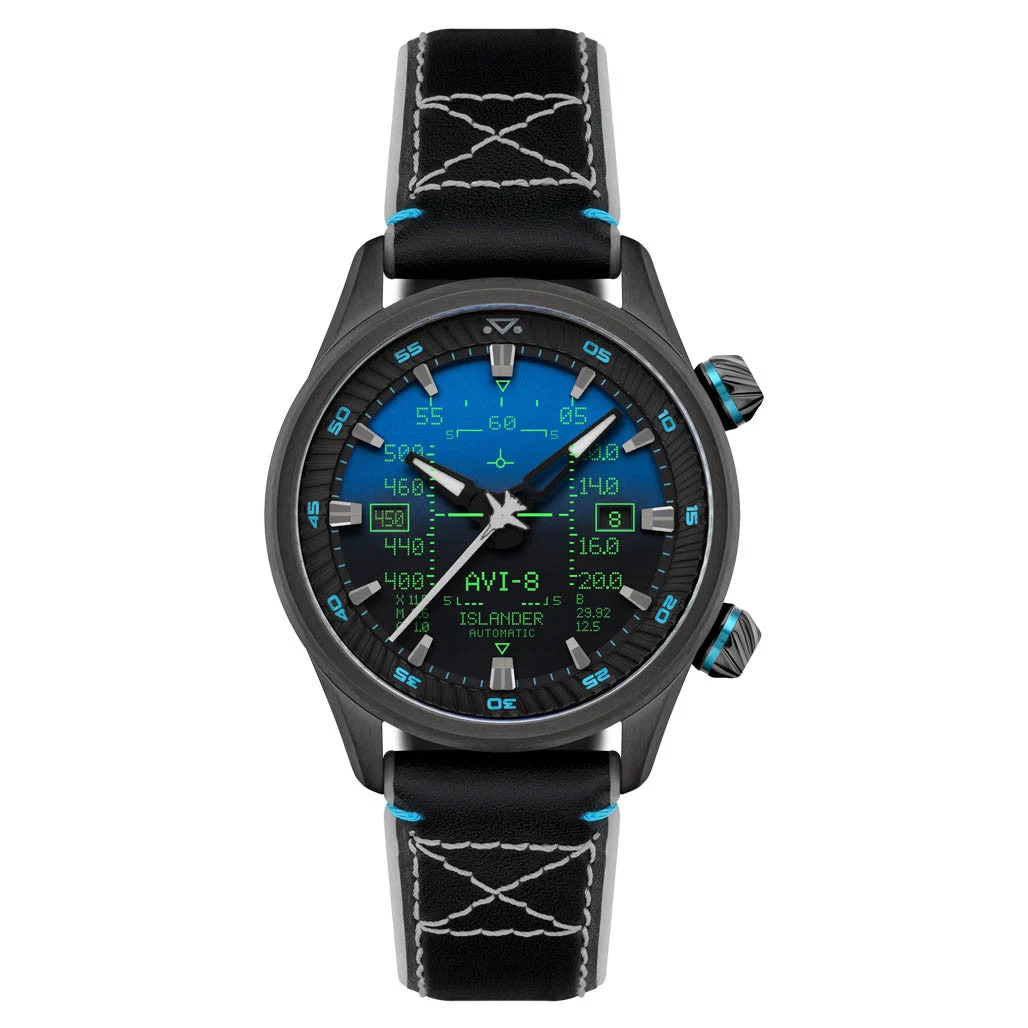 AVI-8 Islander Limited Edition F14 HUD Automatic with Gradient Blue Dial #AV-4142-LIW01 kol saati