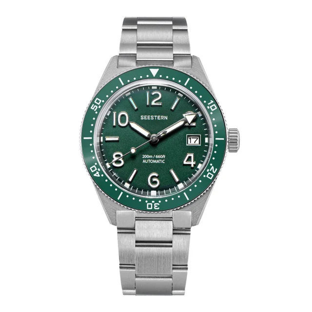Sugess Seestern S434-2 Stainless-Steel Green Dial Professional Dive kol saati