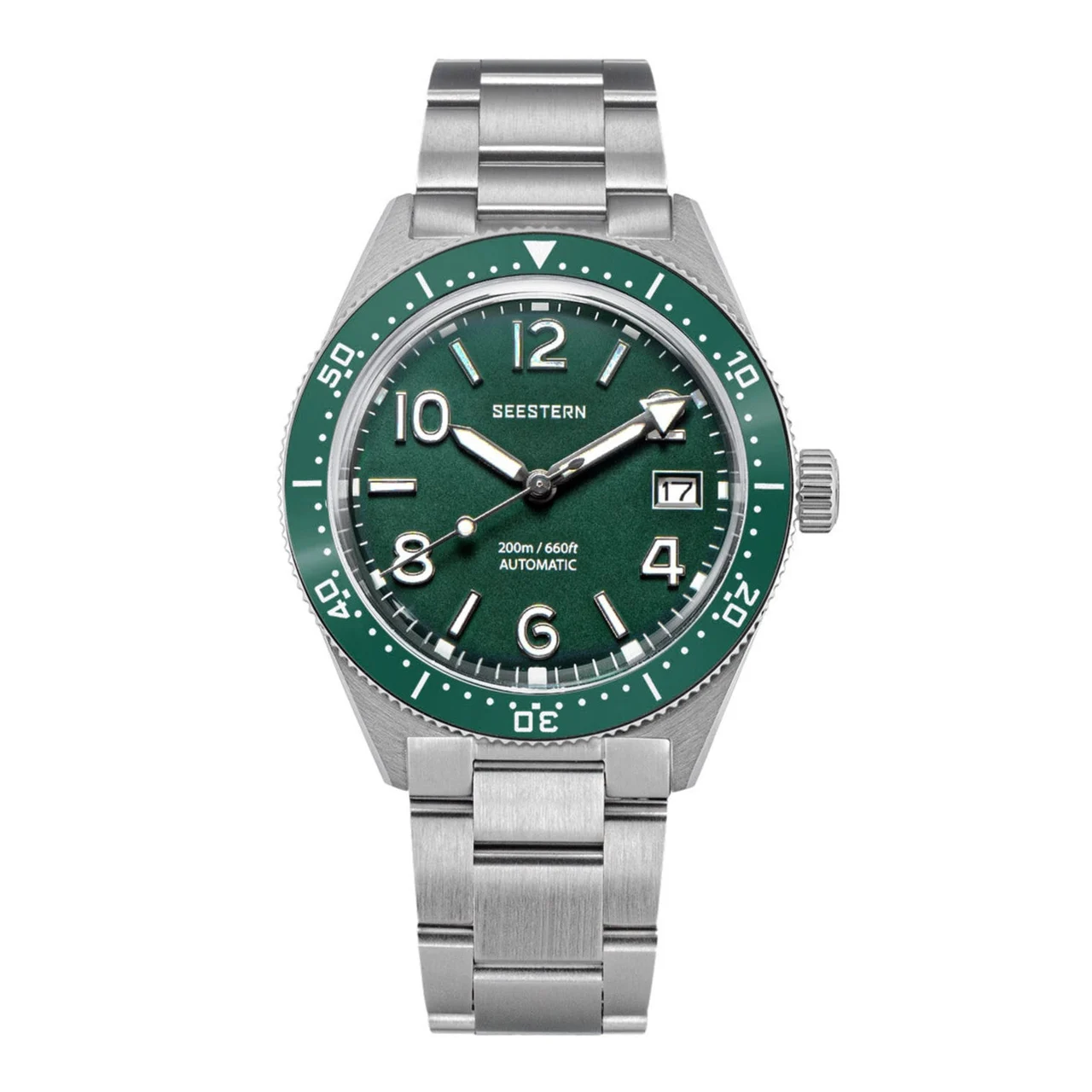 Sugess Seestern S434-2 Stainless-Steel Green Dial Professional Dive 39 mm kol saati