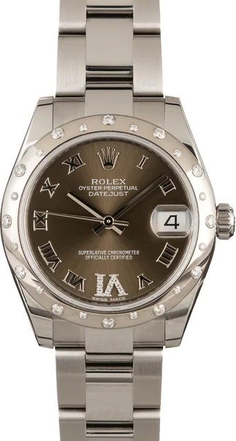 Rolex Mid-size Datejust 178344 Diamond Bezel Bronze Dial 178344BRDJ kol saati