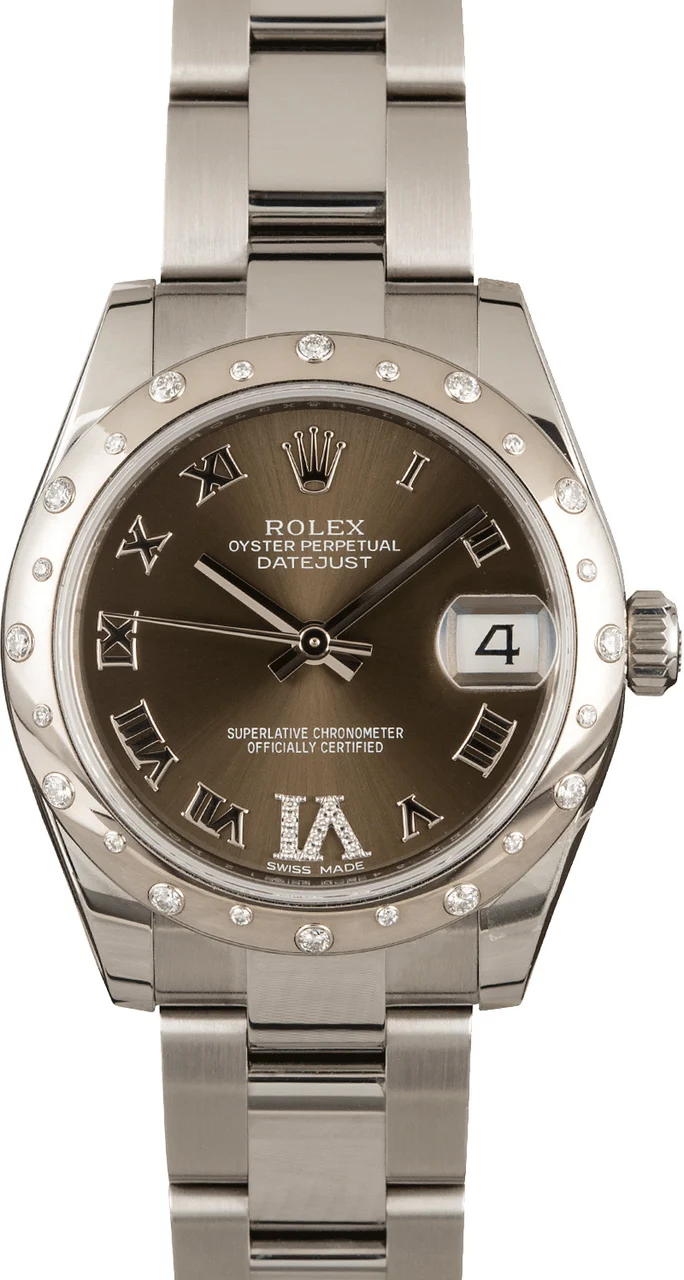 Rolex Mid-size Datejust 178344 Diamond Bezel Bronze Dial 178344BRDJ 31 mm kol saati
