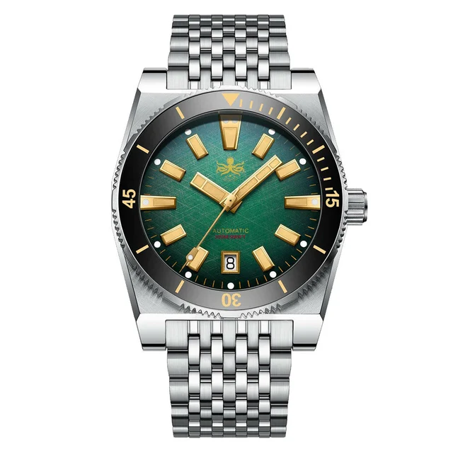 Phoibos Narwhal 300M Automatic Diver with Green Dial #PY037A kol saati