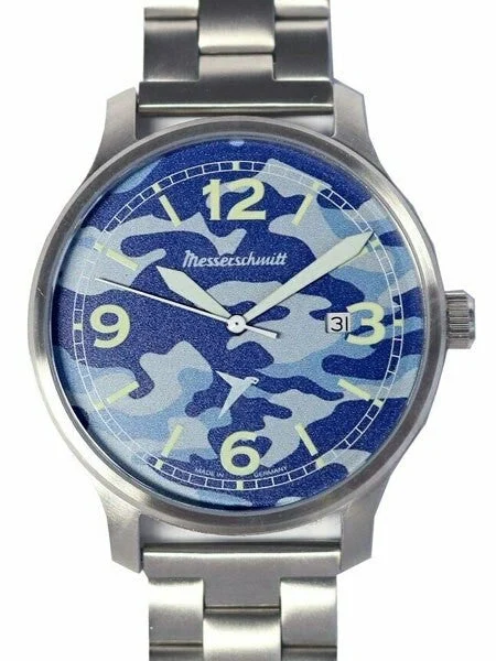 Messerschmitt Brushed Stainless Steel Case with Blue Navy Dial #ME-42N-MB kol saati