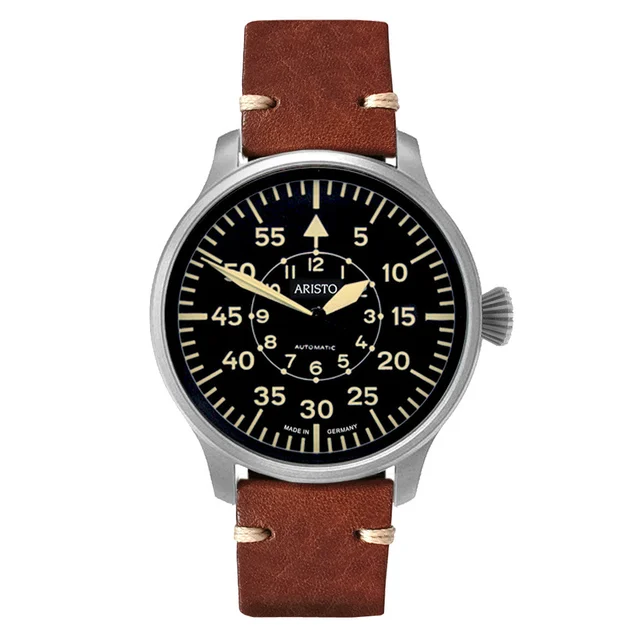 Aristo Swiss Automatic Pilot Watch with Black B-Dial #3H233 kol saati