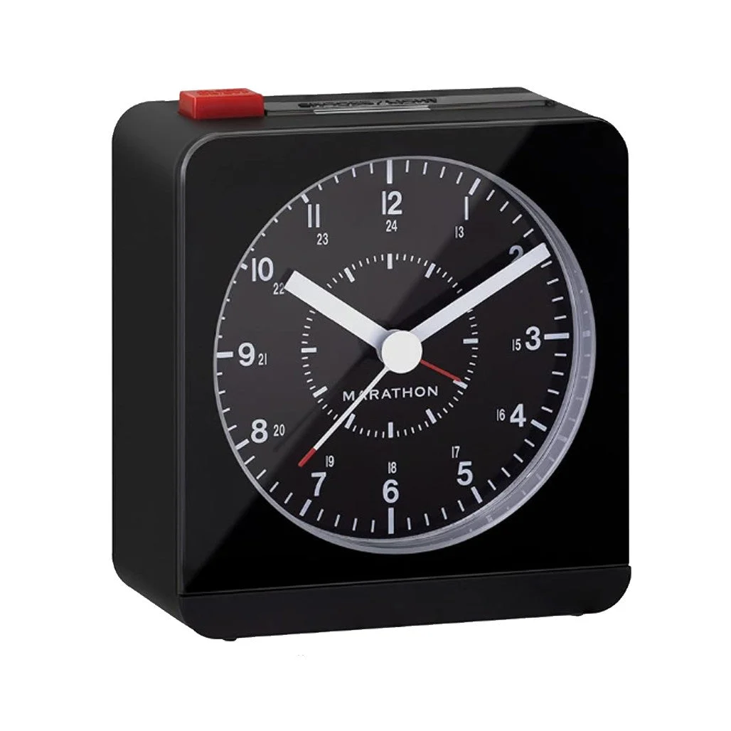 Marathon Alarm Clock with Black Case and Black Dial, Auto-Sensing Night Light #CL030053-BK-BK-NA kol saati