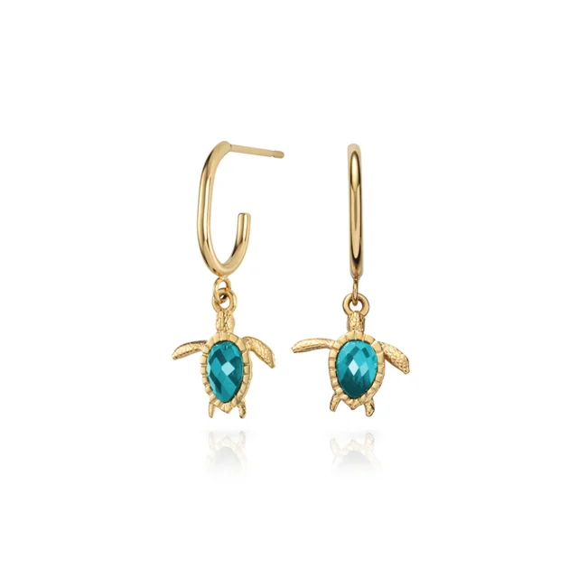 Default Turtle Hoops Ohrring Aquamarine Gold PH-JE-1615 kol saati