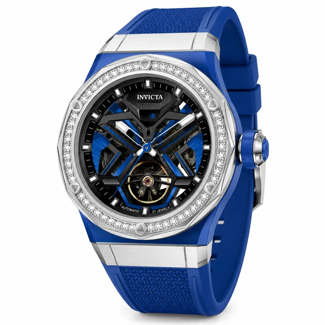 Invicta Objet D Art Diamond Automatic Watch - 45mm, Blue with Interchangeable Strap (70126