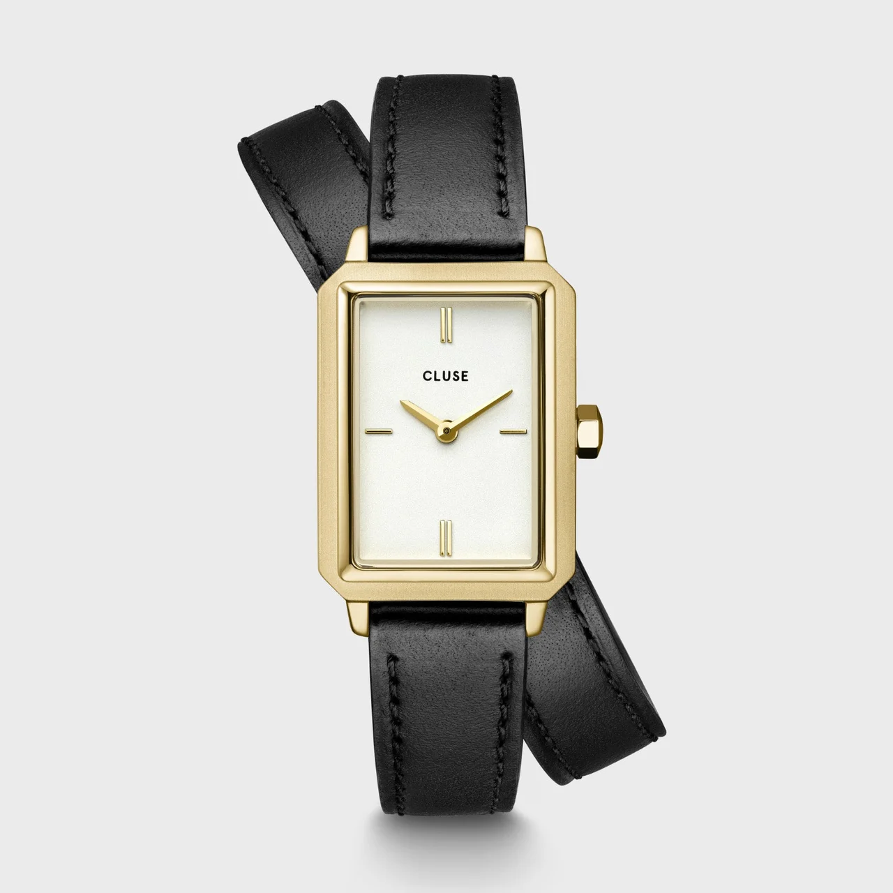CLUSE Fluette Watch Double Leather Black, Gold Colour CW11513 30.6 mm kol saati