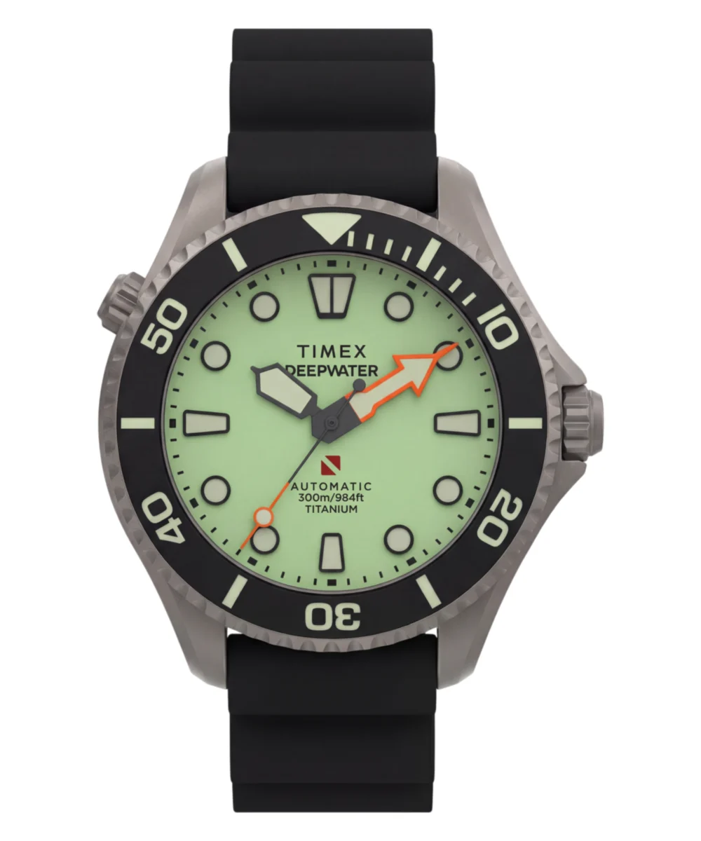 Timex Deepwater Meridian 300 Titanium HEV Automatic 44mm HNBR Synthetic Rubber Strap Watch TW2Y48300 44 mm kol saati