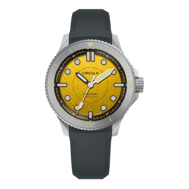 Circula DiveSport Titanium Automatic Dive Watch with Yellow Dial #DE-TR-JT kol saati