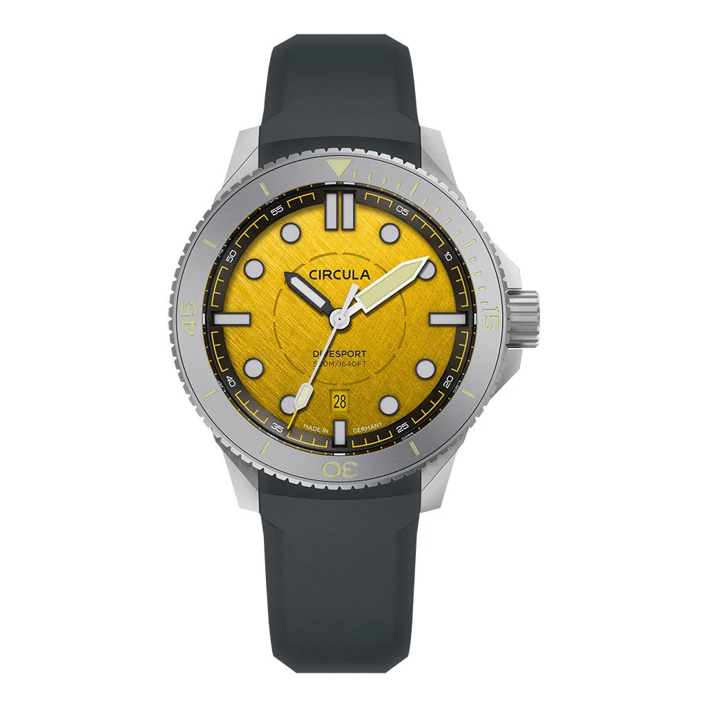 Circula DiveSport Titanium Automatic Dive Watch with Yellow Dial #DE-TR-JT kol saati