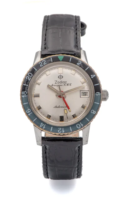 Zodiac Ref. 752-834 B, elf-winding, centre-seconds, date, AM-PM indication, two-time zone,