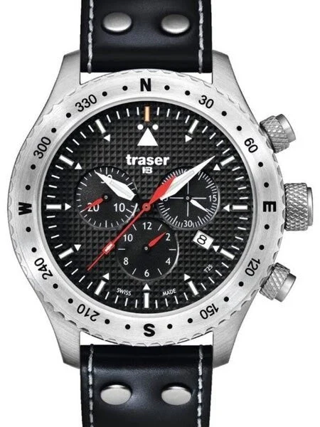 Traser Jungmann Aviator Chronograph Watch with Sapphire Crystal, 12-hour Totalizer #100384