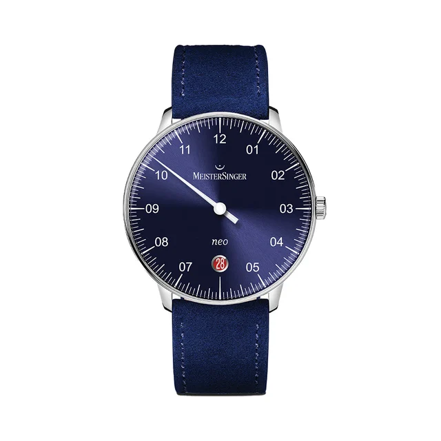 Meistersinger Neo Automatic 36mm - Blue on Velour Leather Strap NE908N_SV14 kol saati
