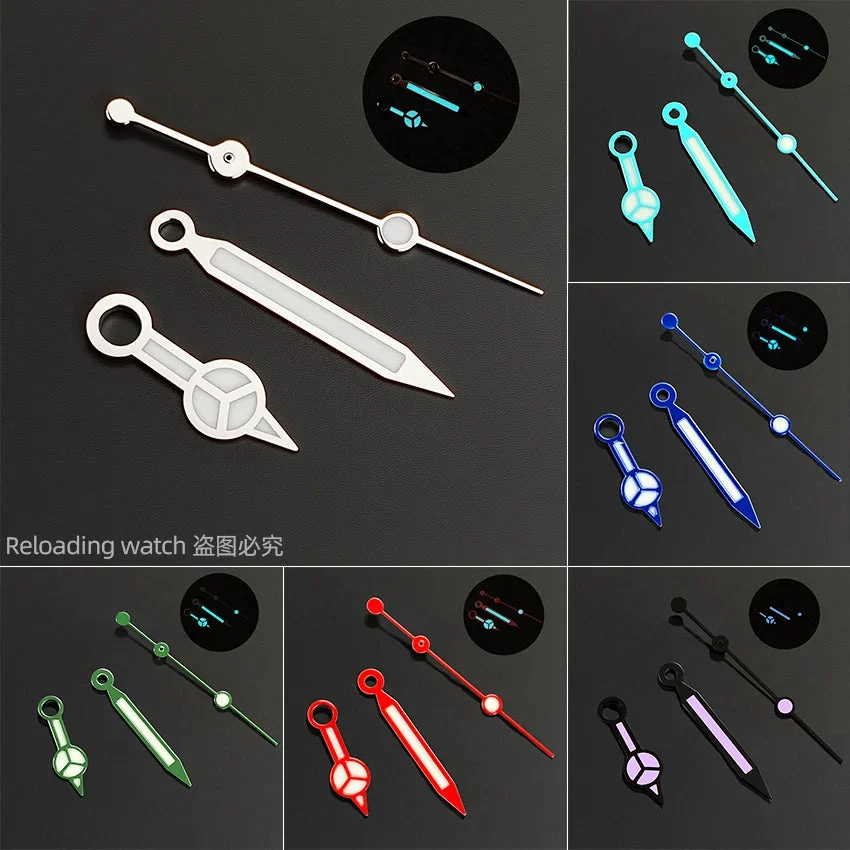 Tandorio Benze NH35 Hands Silver Rose Gold Watch Hands Blue Green Luminous Red Green Blue Hands For NH35/36/4R/7S Movement Watches Pointers 14:347#Red kol saati
