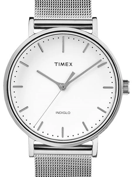 Timex Fairfield Quartz Dress Watch with White Dial and INDIGLO Night-Light #TW2R26600ZA 37 mm kol saati