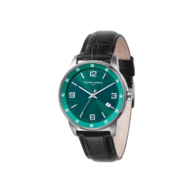 MONTROUGE OPULENT Green Dial watch with Black Leather Strap CMR.0003 kol saati