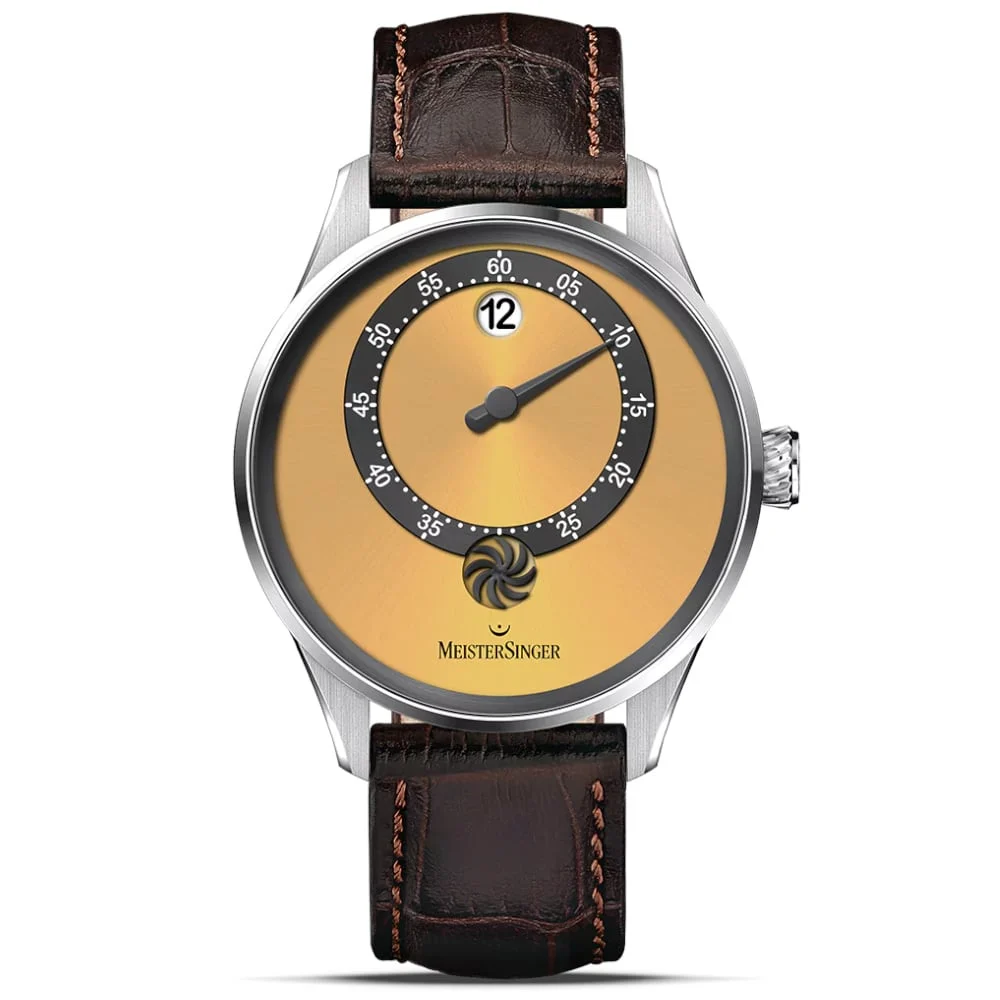 Meistersinger Panthero Jumping Hour Sunburst Golden Yellow PTJH935 40.5 mm kol saati