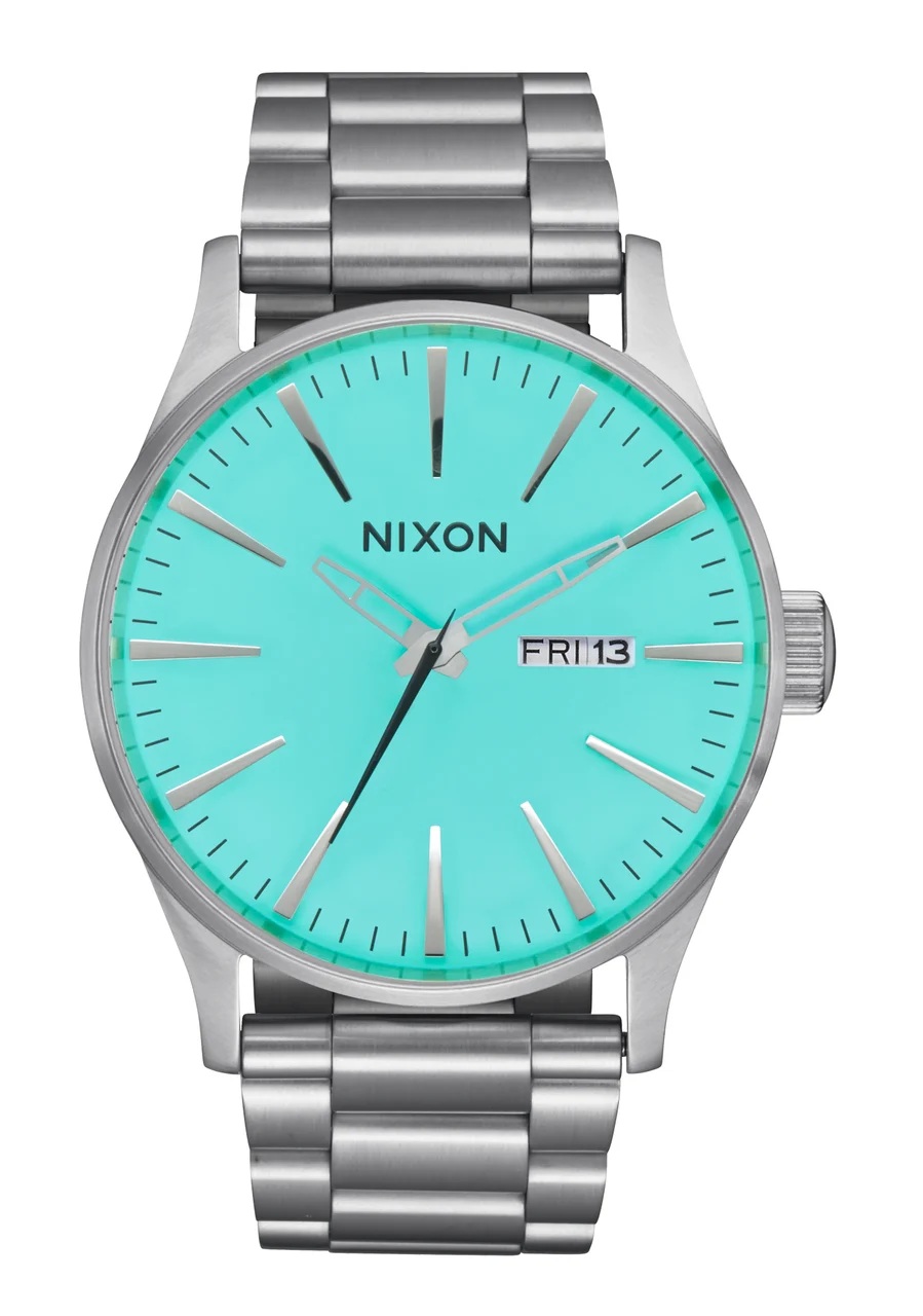Nixon US Sentry Stainless Steel - Silver / Turquoise A356-2084-00 42 mm kol saati
