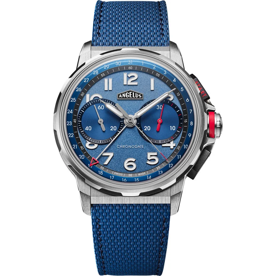 Angelus Chronodate Titanium Blue 0CDZF.U01A.K009H 42.5 mm kol saati
