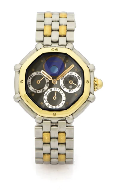 Gerald Genta GERALD GENTA REF. G.3404.7 PERPETUAL CALENDAR CARBON DIAL QUARTZ YELLOW GOLD
