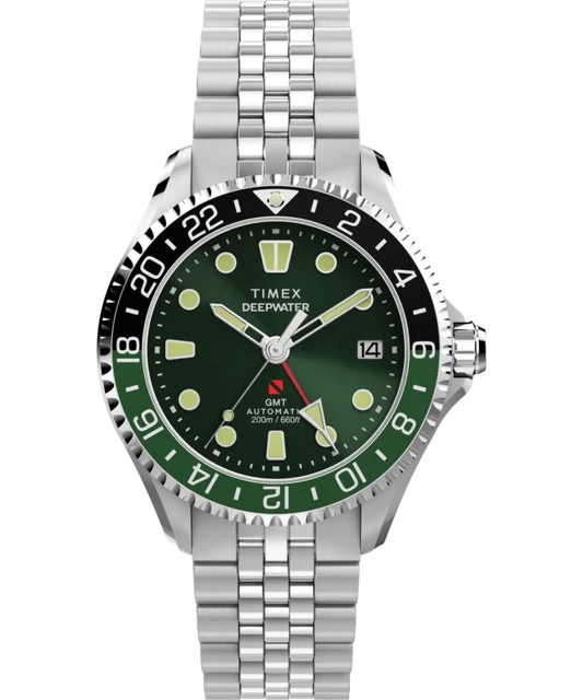 Timex Deepwater Meridian 200 Automatic GMT 42mm Stainless Steel Bracelet Watch TW2Y64100 k
