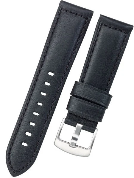 Toscana Horween Panerai-Style, Black Calfskin Leather with Thick Padding at the Lugs #INS-HORPAD01 INS-HORPAD01-0001 kol saati