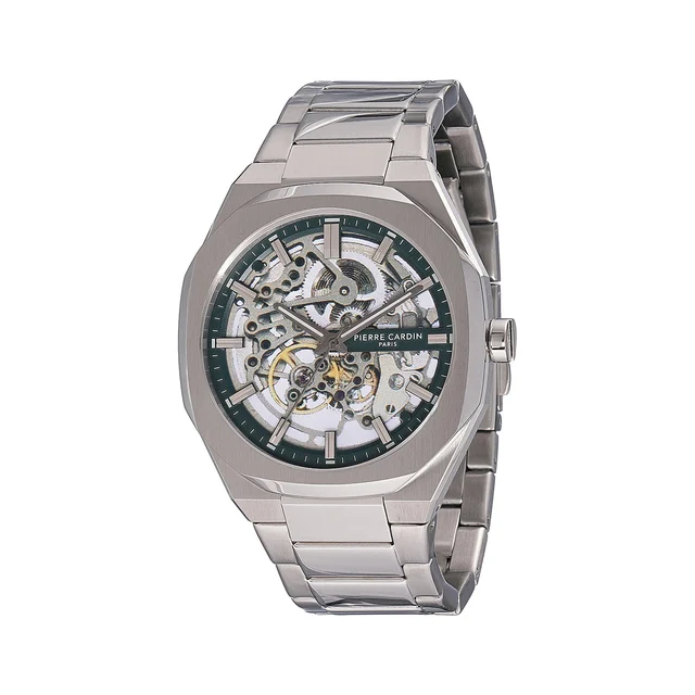 Elysee Maison 8 Automatique Men’s 42mm Skeleton Watch - Silver Case with Green Skeleton Di