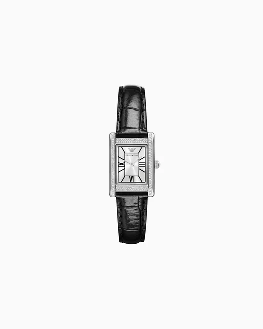 Emporio Armani Two-Hand Black Leather Watch AR11623 kol saati