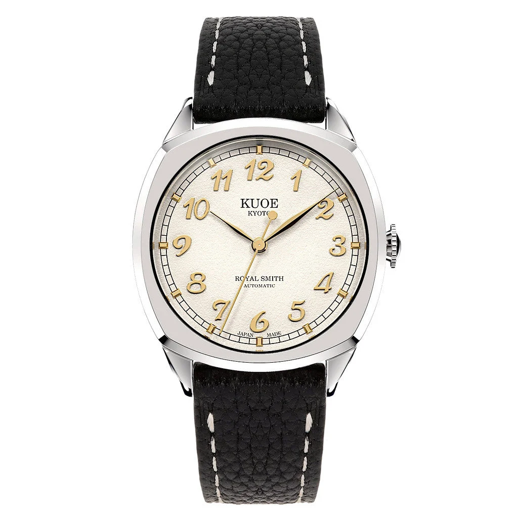 Kuoe Royal Smith 90-008 Silver 34mm Dress Watch with Ivory Dial #RS90008-SV-GD 34 mm kol saati