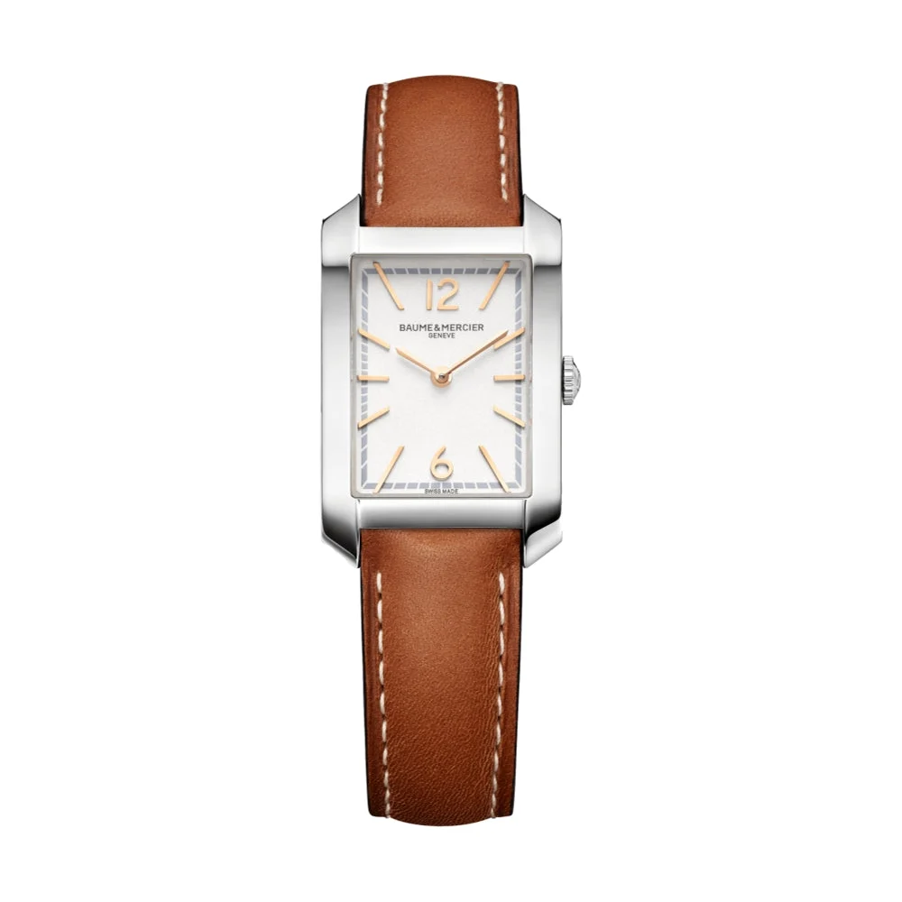 Baume Et Mercier Hampton 10472 Quartz 34.9mm - Silver on Leather Strap M0A10472 34.9 mm kol saati