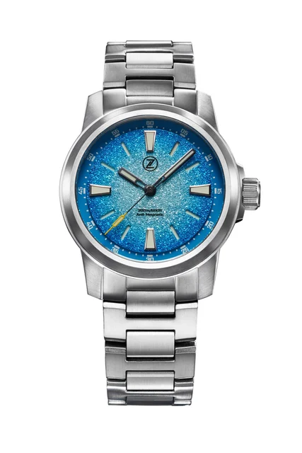 Zelos Aurora Field 38mm Ti 'Ice Blue' kol saati