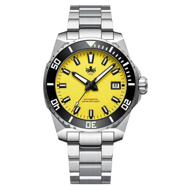 Phoibos Leviathan 40 Automatic Dive Watch with Yellow Dial #PY050F kol saati