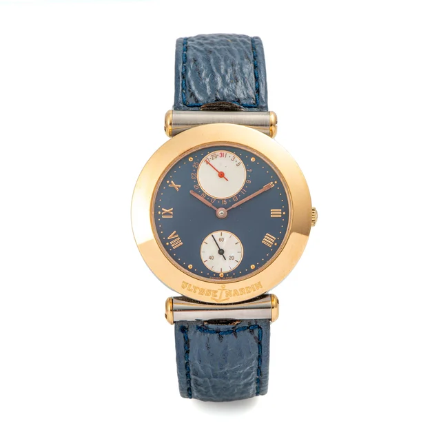 Ulysse Nardin Ref. 155-22, self-winding, date, blue and mother-of-pearl dial; “Isaac Newto