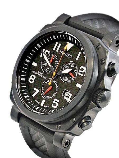 Trintec Chronograph, with Square Black PVD Case ZULU-05-CH kol saati